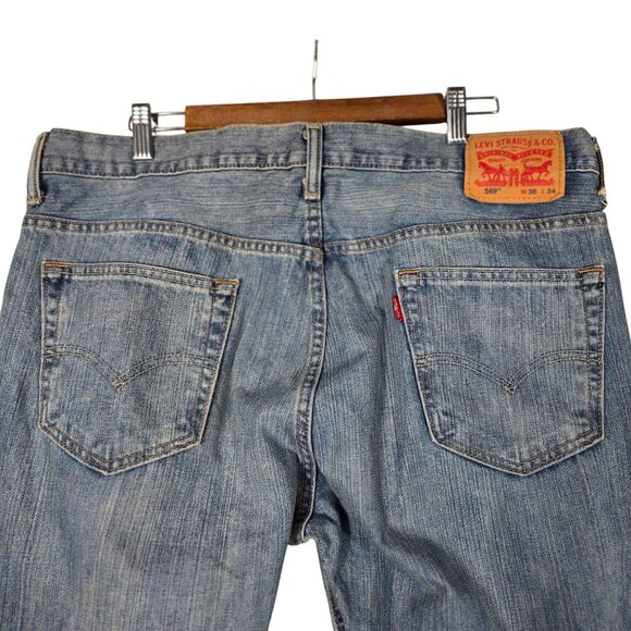 Levis 569 Blue Jeans Size 36X34 Men's Wide Straight Leg Denim - Picture 5 of 10